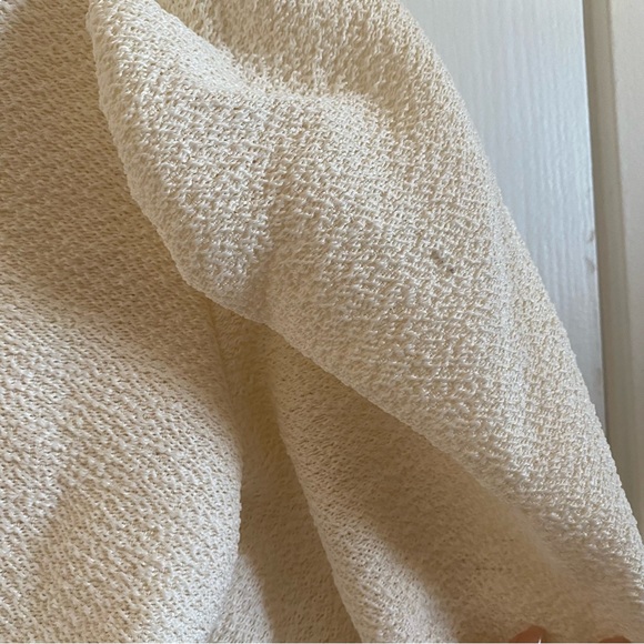 Maison Cleo Cream Textured Pilgrim Cropped Bow Blouse - Picture 3 of 4